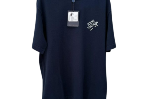 LV Signature Short-Sleeved Cotton Crewneck T-shirt Navy Blue