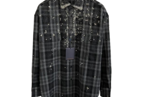 LV Embellished Plaid Shirt Black