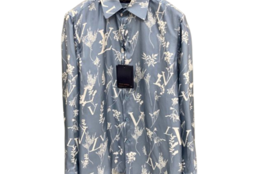 LV Long-Sleeved Silk Shirt Light Blue