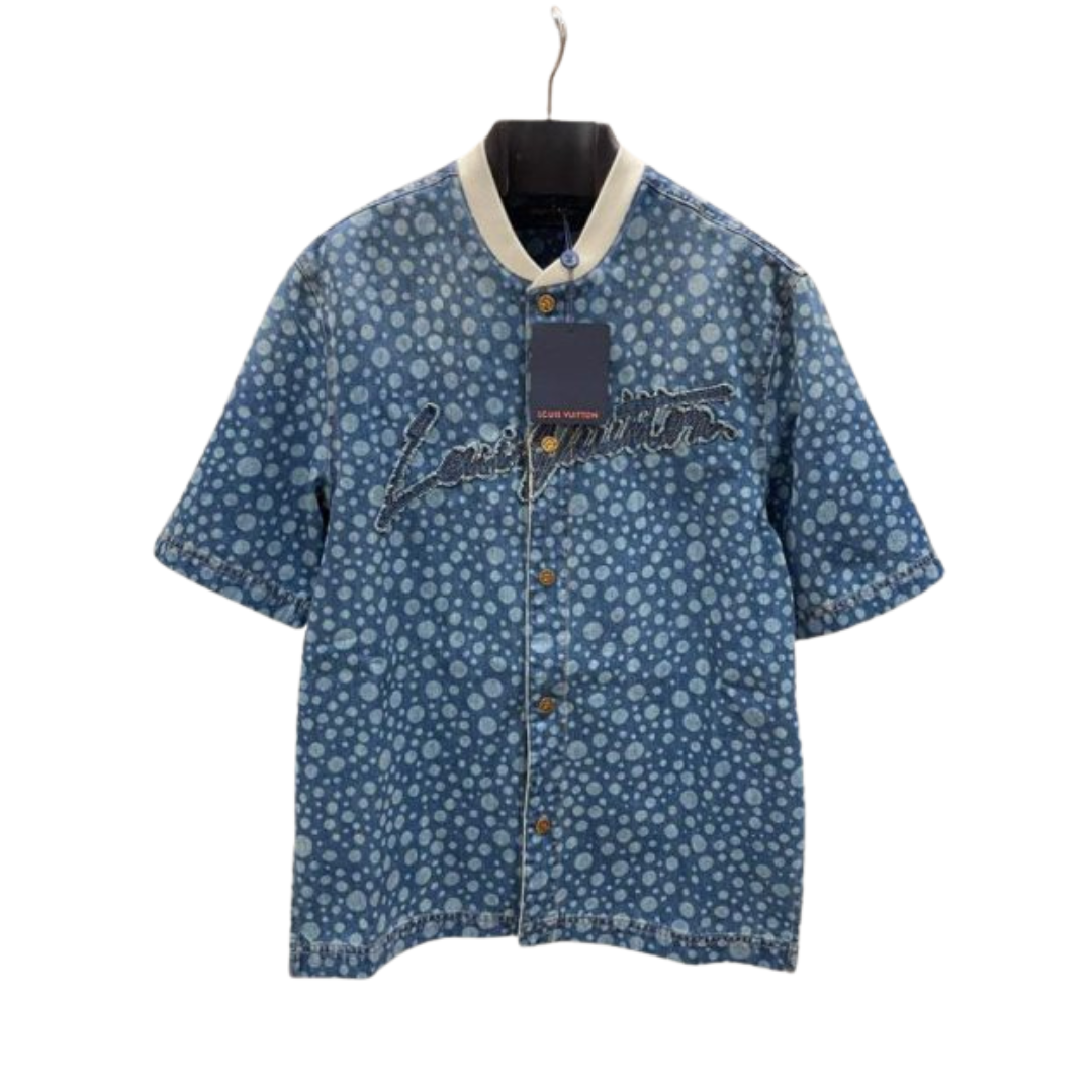LV Yayoi Kusama Denim Shirt Blue 2026 | Drip Kickz LV Yayoi Kusama Denim Shirt Blue