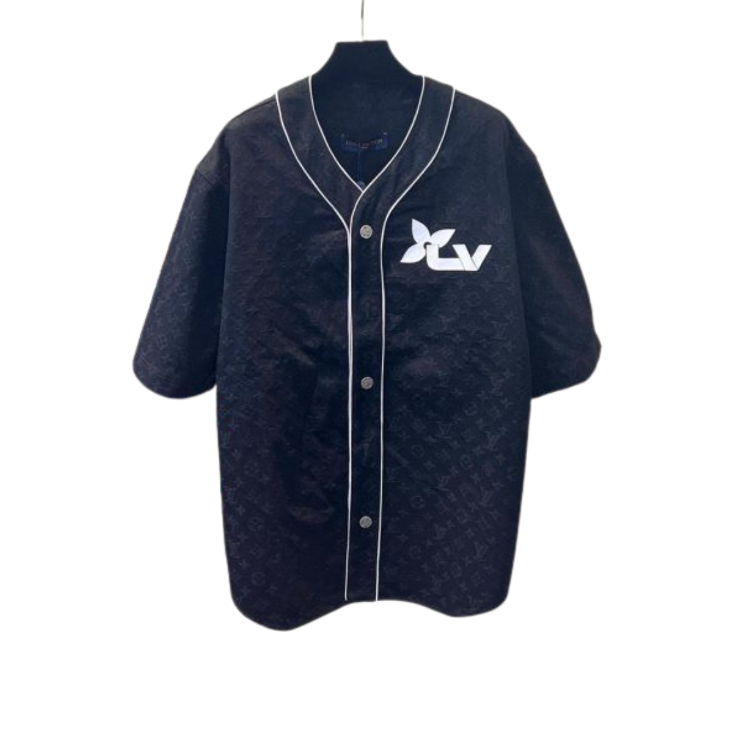 LV Monogram Denim Baseball Shirt Black 2026 | Drip Kickz LV Monogram Denim Baseball Shirt Black