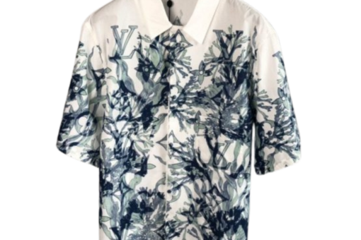 LV Graphic Short-sleeved Cotton Shirt White/ Black