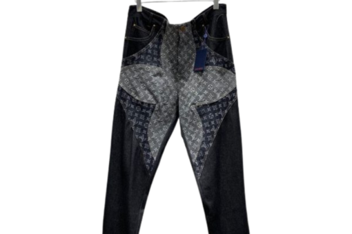 LV Monogram Flower Denim Pants Black
