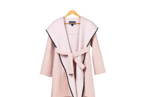 LV Long Wool Coat Pink with Black Border