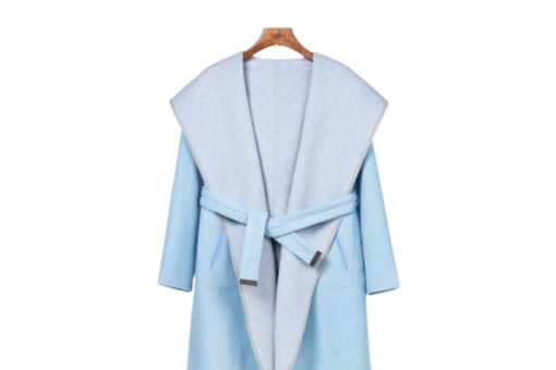 LV Long Wool Coat Sky Blue