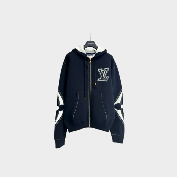 LV Zip Hoodie Black White 2026 | Drip Kickz LV Zip Hoodie Black White