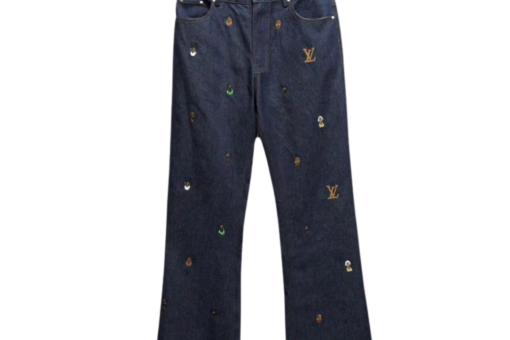 LV Embroidered Bootcut Denim Pants