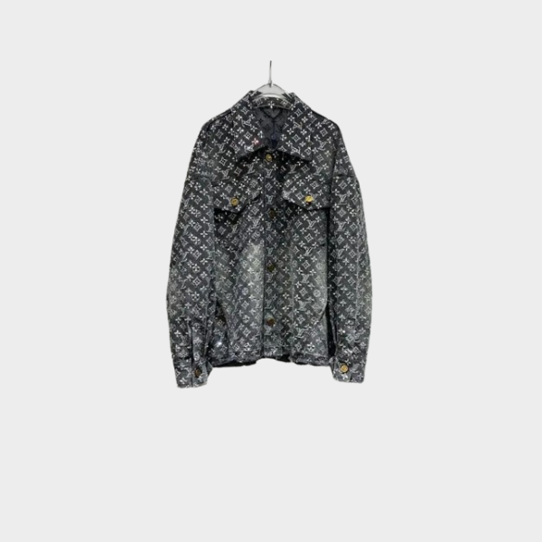 LV Monogram Denim Jacket Black 2026 | Drip Kickz LV Monogram Denim Jacket Black