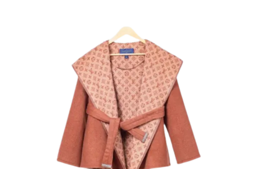 LV Reversible Signature Short Hooded Wrap Coat Orange