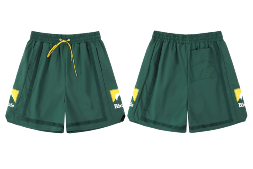RHUDE Cotton Track Green And Yellow Logo