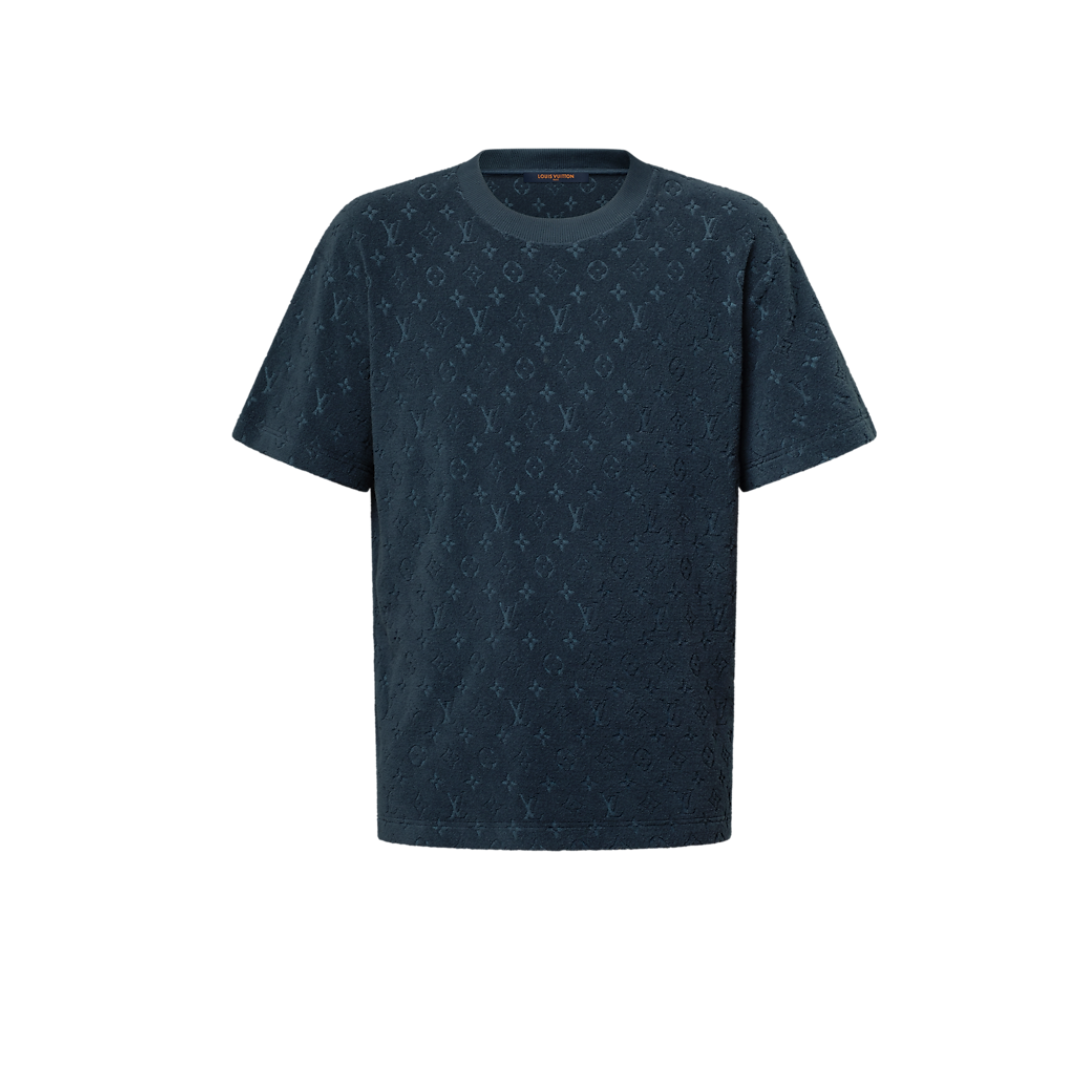 LV Monogram French Terry T-Shirt Dark Navy Blue 2026 | Drip Kickz LV Monogram French Terry T-Shirt Dark Navy Blue