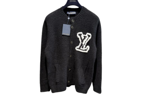 LV Chunky Intarsia Signature Cardigan Black