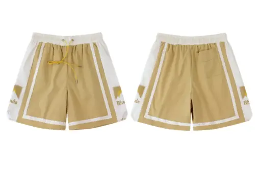RHUDE Cotton Track Shorts Beige
