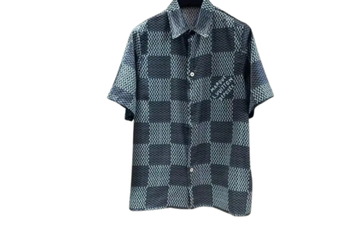 LV Damier Silk Shirt Blue Haze