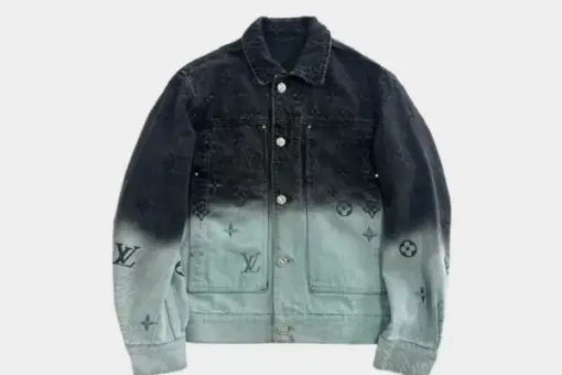 LV Denim Jacket Black And Sky Blue