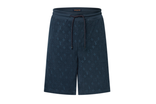 LV Monogram French Terry Shorts Dark Navy Blue