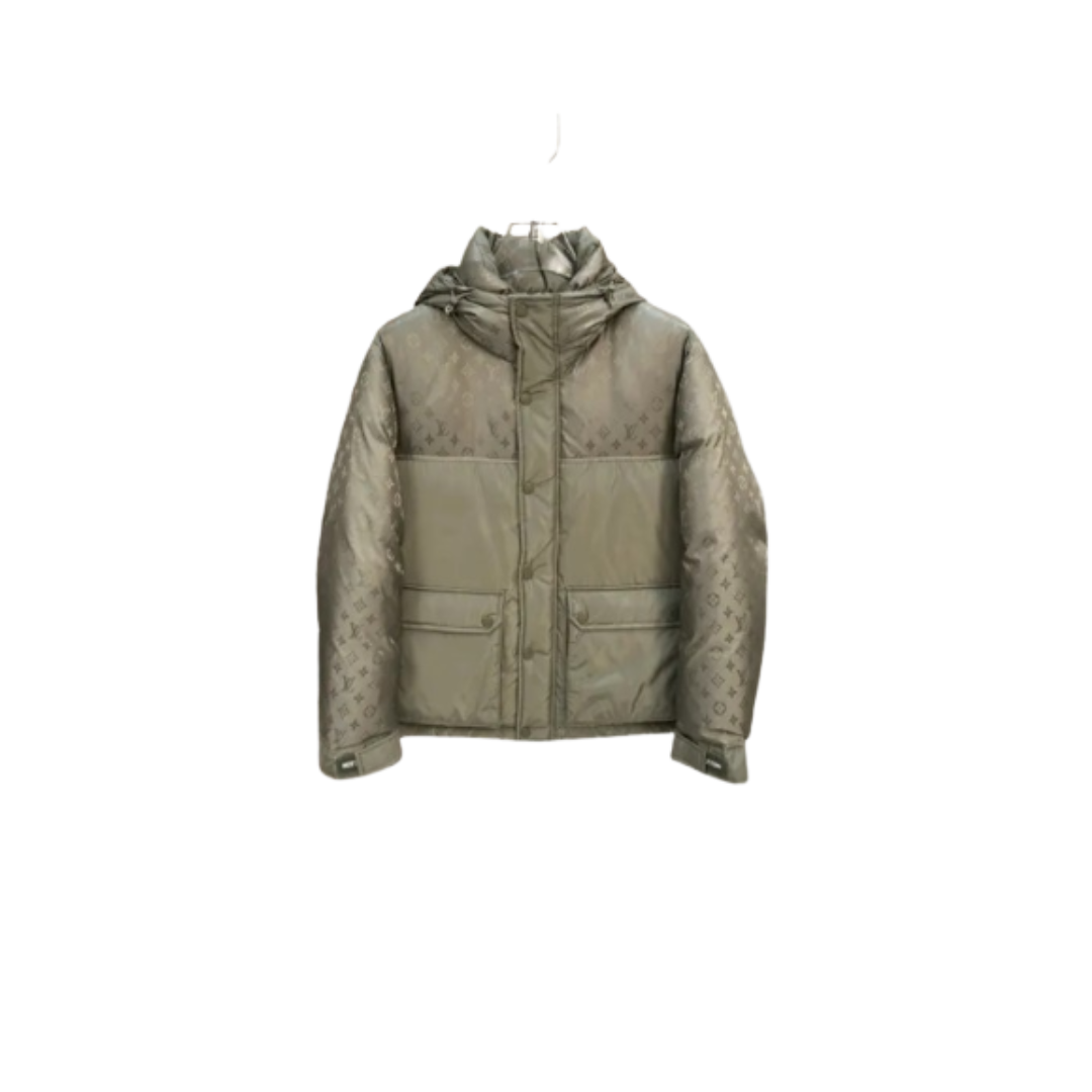 LV Down Puffer Zipped Jacket Moss Green 2026 | Drip Kickz LV Down Puffer Zipped Jacket Moss Green