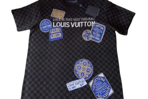 LV Damier Short-Sleeved Signature Crewneck T-Shirt Black