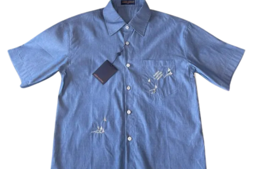 LV Embroidered Chambray Shirt Blue