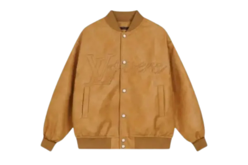 LV Natural Leather Varsity Blouson Jacket Beige