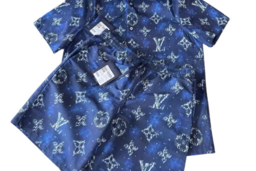 LV Printed Monogram Short-Sleeved Suite Ocean Blue