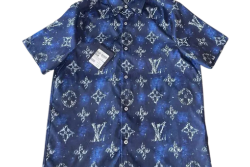 LV Printed Monogram Short-Sleeved Shirt Ocean Blue