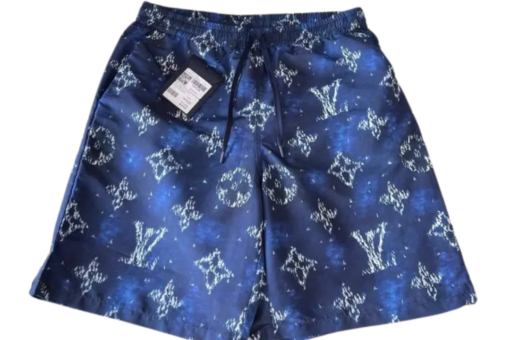 LV Monogram Print Swim Shorts Ocean Blue