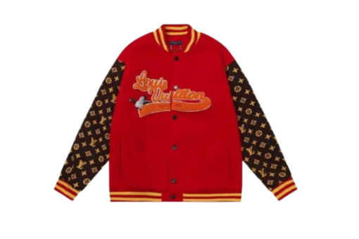 LV Monogram Pattern Varsity Jacket Red/Black