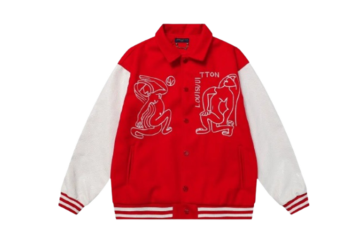 LV Varsity Leather Jacket Red/White