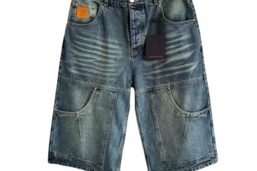 LV Cargo Denim Shorts Pocket Patch