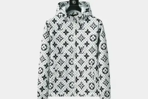 LV Jacket White Black Logo