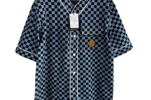 LV Denim Baseball Shirt Black Paste Check