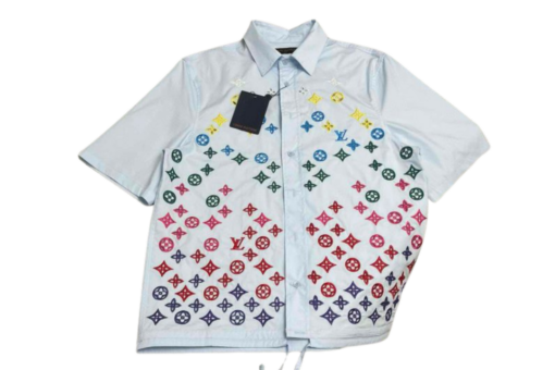 LV Flocked Short-Sleeved Cotton Shirt White