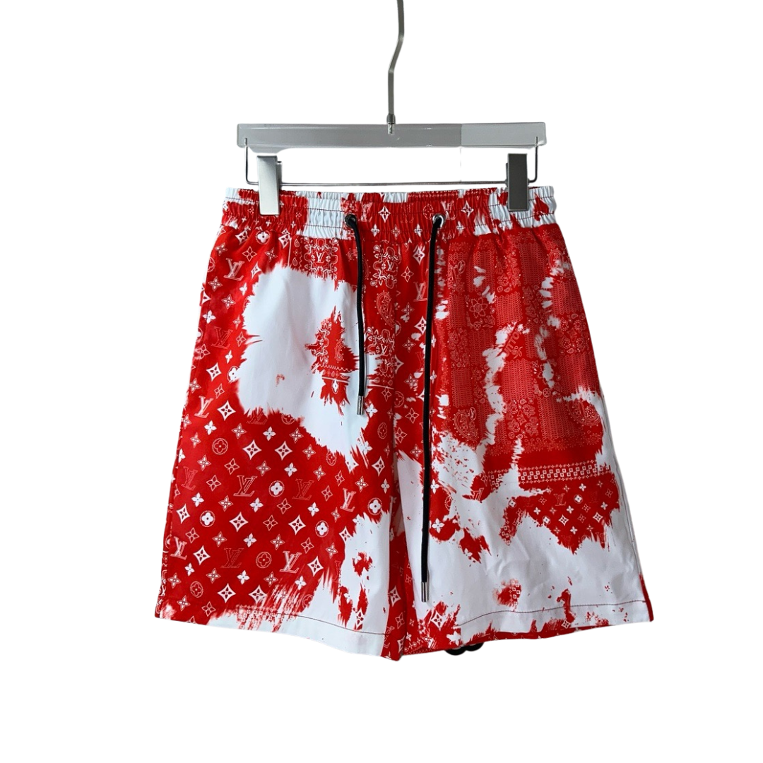 LV Bandana Board Swim Shorts White Red 2026 | Drip Kickz LV Bandana Board Swim Shorts White Red
