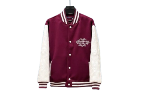 LV Embroidered Calfskin Varsity Jacket Red/White