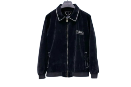 LV Embroidered Suede Calfskin Bomber Jacket Black