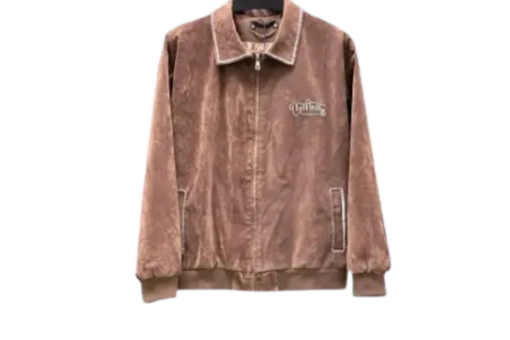 LV Embroidered Suede Calfskin Bomber Jacket Brown