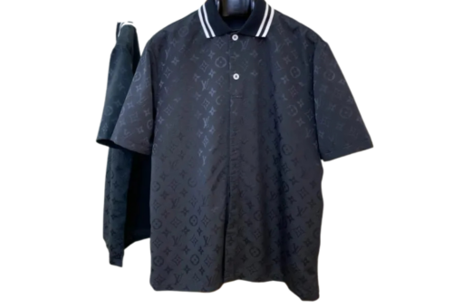 LV Monogram Moire Jacquard Polo Shirt Black