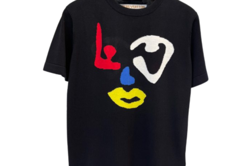 LV T-shirt Abstract Face Design Black