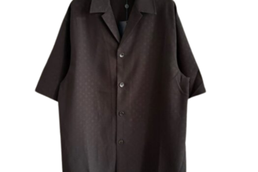 LV Printed Monogram Silk Shirt Dark Brown