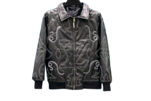 LV Leather Bomber Jacket Black