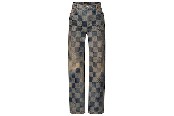 LV Damier Washed Denim Skate Pants Indigo 2026 | Drip Kickz LV Damier Washed Denim Skate Pants Indigo