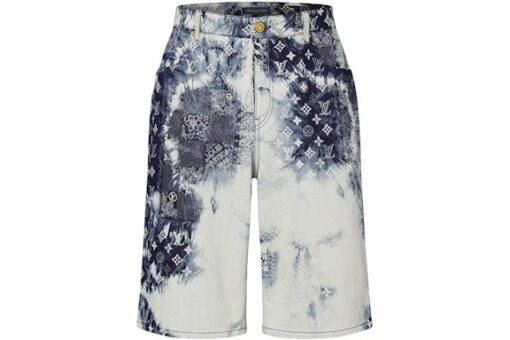 LV Monogram Bandana Baggy Fit Denim Shorts Indigo/White