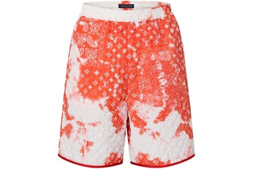 LV Monogram Bandana Nylon Tracksuit Shorts Orange/White