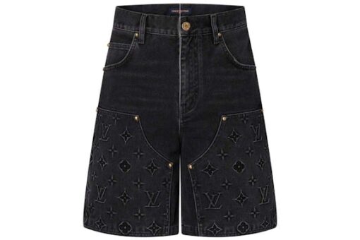 LV Monogram Workwear Denim Shorts Black