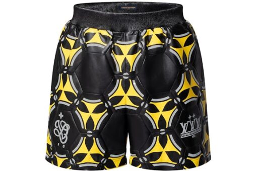 LV Soccer Ball Patchwork Leather Shorts Lemon Curry