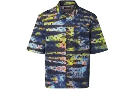 LV Tie-Dye Shirt with Zip and Monogram Multicolor