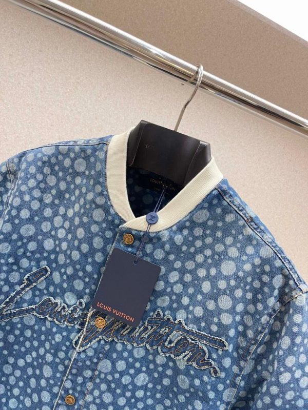 LV Yayoi Kusama Denim Shirt Blue 2026 | Drip Kickz LV Yayoi Kusama Denim Shirt Blue - Image 3