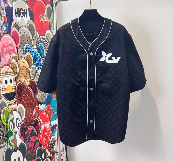 LV Monogram Denim Baseball Shirt Black 2026 | Drip Kickz LV Monogram Denim Baseball Shirt Black - Image 4