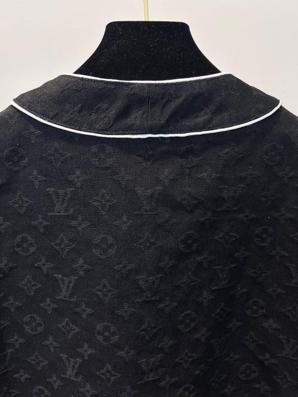 LV Monogram Denim Baseball Shirt Black 2026 | Drip Kickz LV Monogram Denim Baseball Shirt Black - Image 3